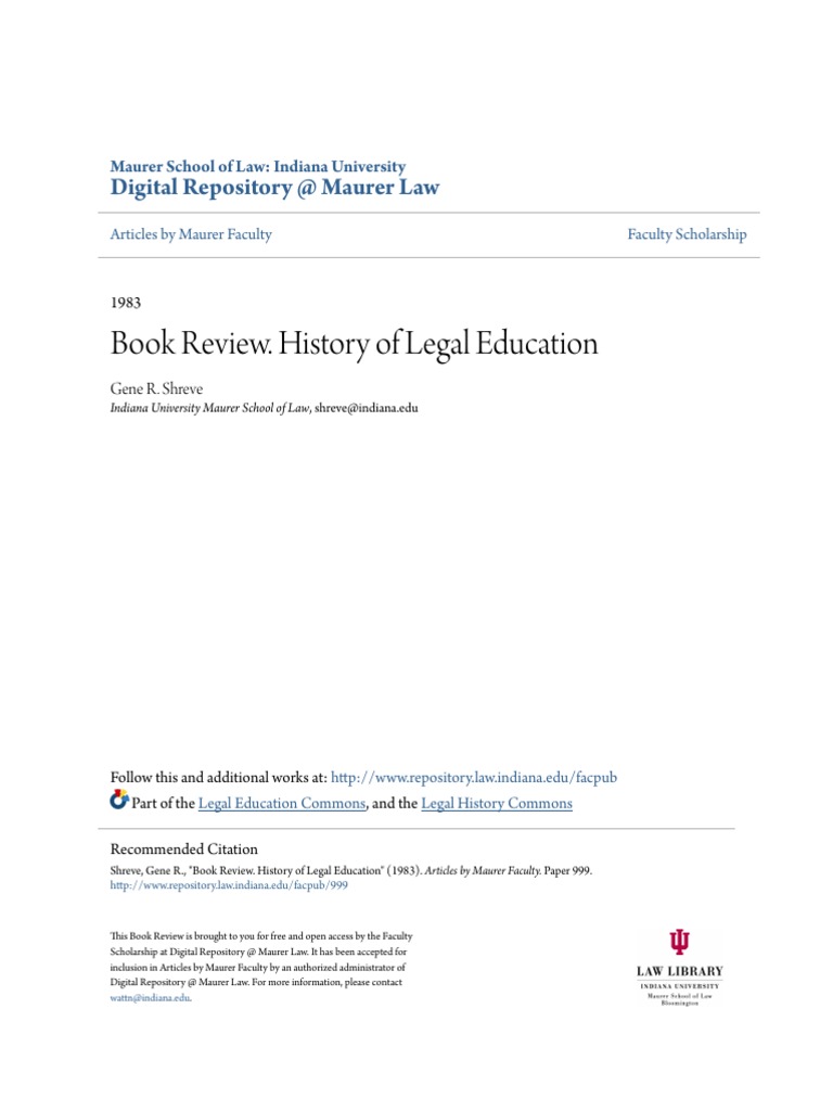 Book Review. History of Legal Education PDF Legal Education