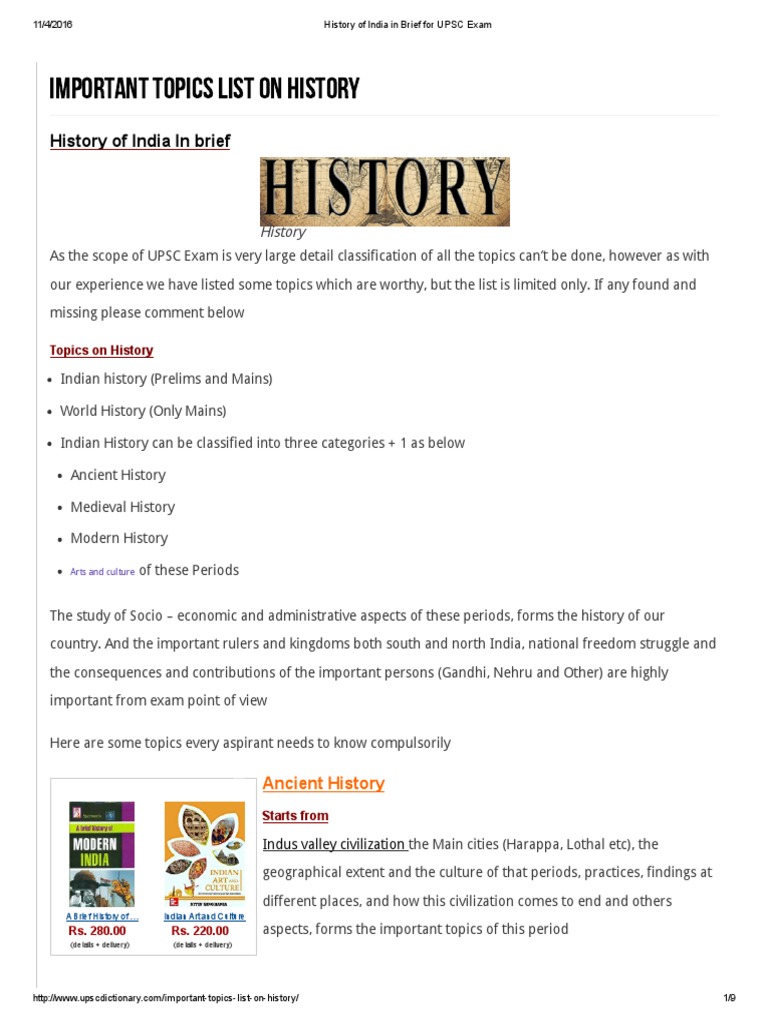 History of India in Brief For UPSC Exam | PDF | South Asia | Jainism