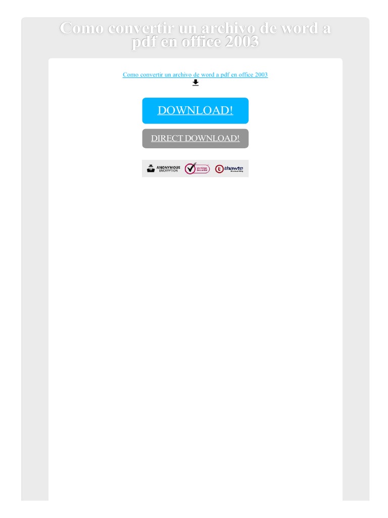 Como Convertir Un Archivo de Word A PDF en Office 2003 | PDF | Microsoft  Word | Formato de Documento Portable