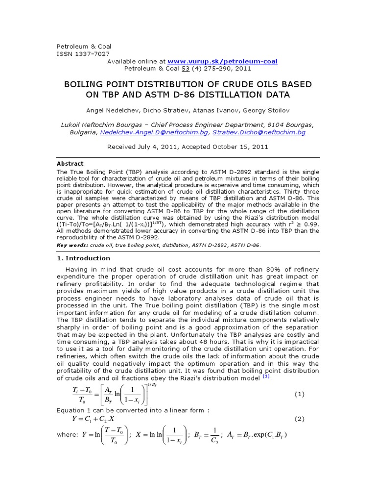Crude Oil Boiling Point Analysis Methods | PDF | Distillation | Petroleum