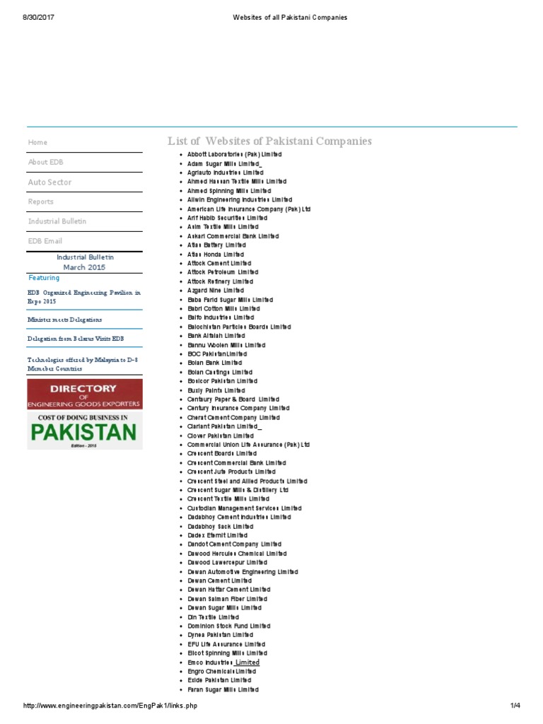 sites of All Pakistani Companies PDF Textile Manufacturing