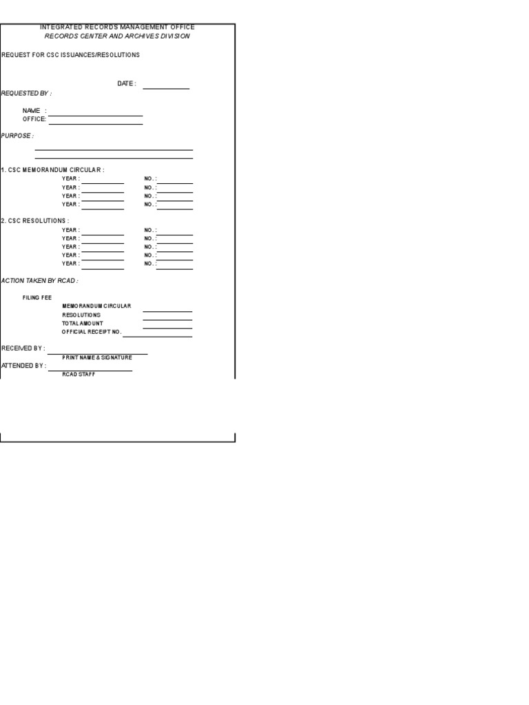 CSC Issuance Request Form | PDF