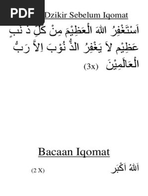 Bacan Dzikir Sebelum Iqomat
