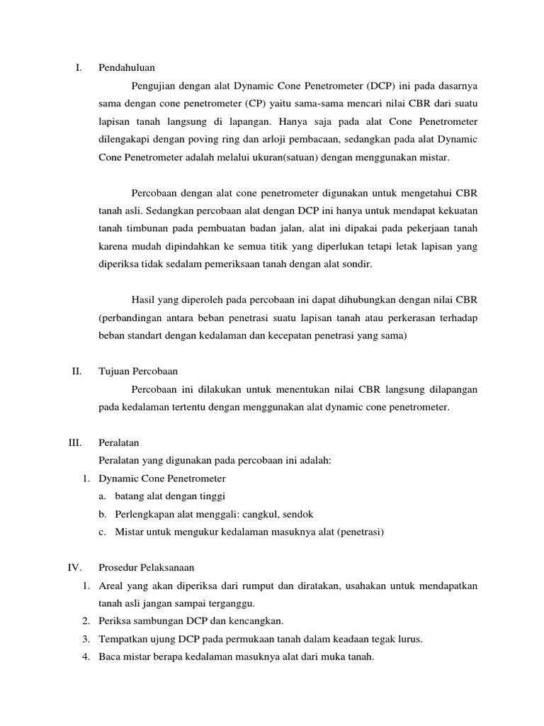 Pengujian CBR dengan DCP di Lapangan | PDF | Griya & Taman