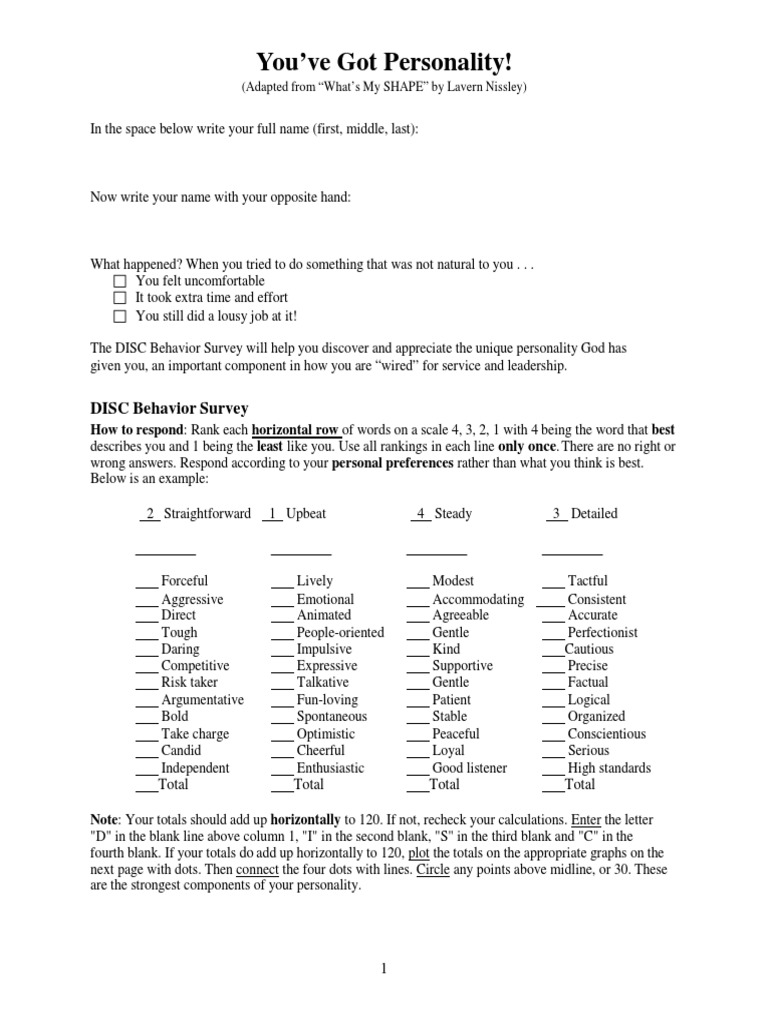 Disc Personality Test | PDF | Extraversion And Introversion | Anger