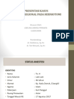 Presentasi Kasus Anastesi Regional Pada Herniotomi: Disusun Oleh: Adelina Annisa Permata 1102013006