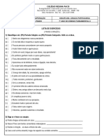 Lista de exercícios de língua portuguesa sobre frase e oração