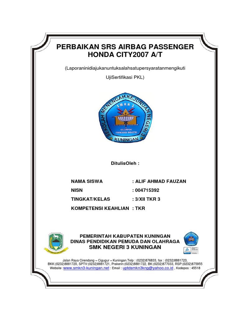 Contoh Laporan Prakerin Smk Jurusan Otomotif Mobil Seputar Laporan