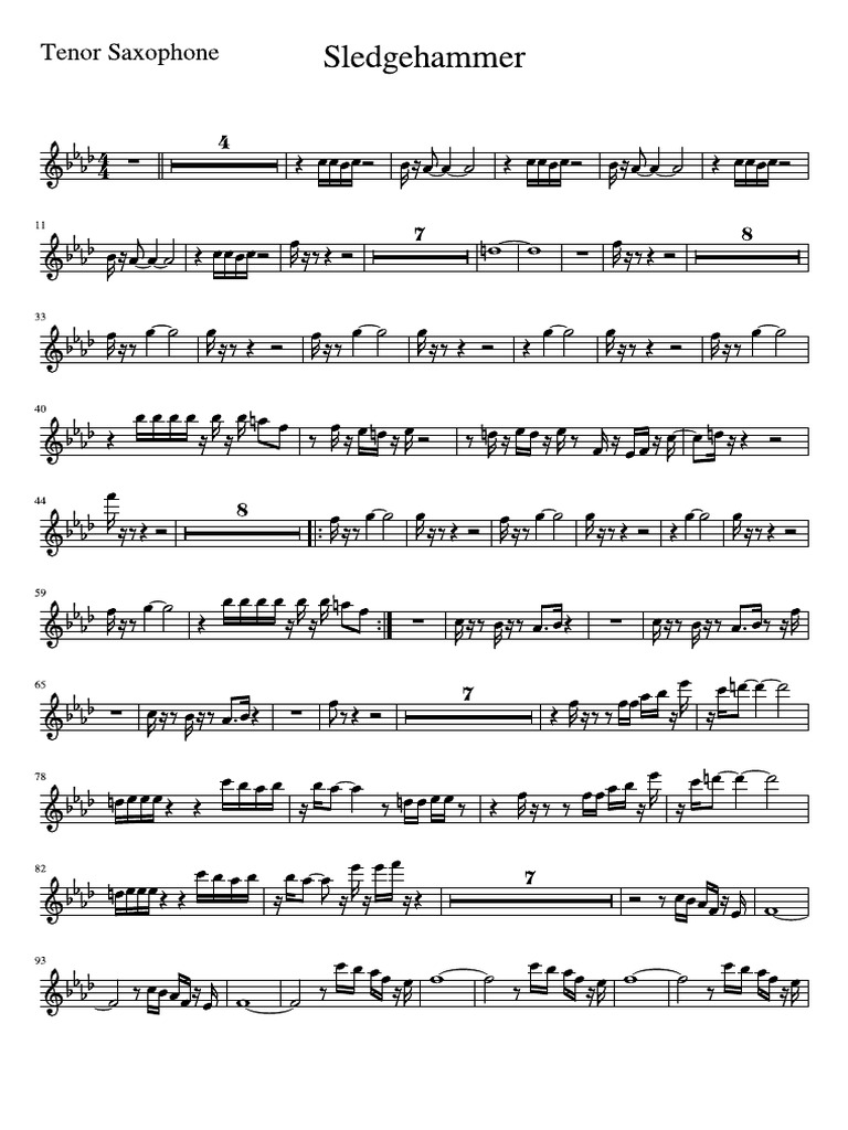 Sledgehammer Tenor Saxophone PDF Saxophone Woodwind Instruments