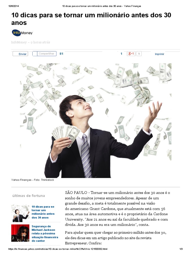 Dicas para Ser Milionário aos 30 | PDF | Dinheiro | Empreendedorismo