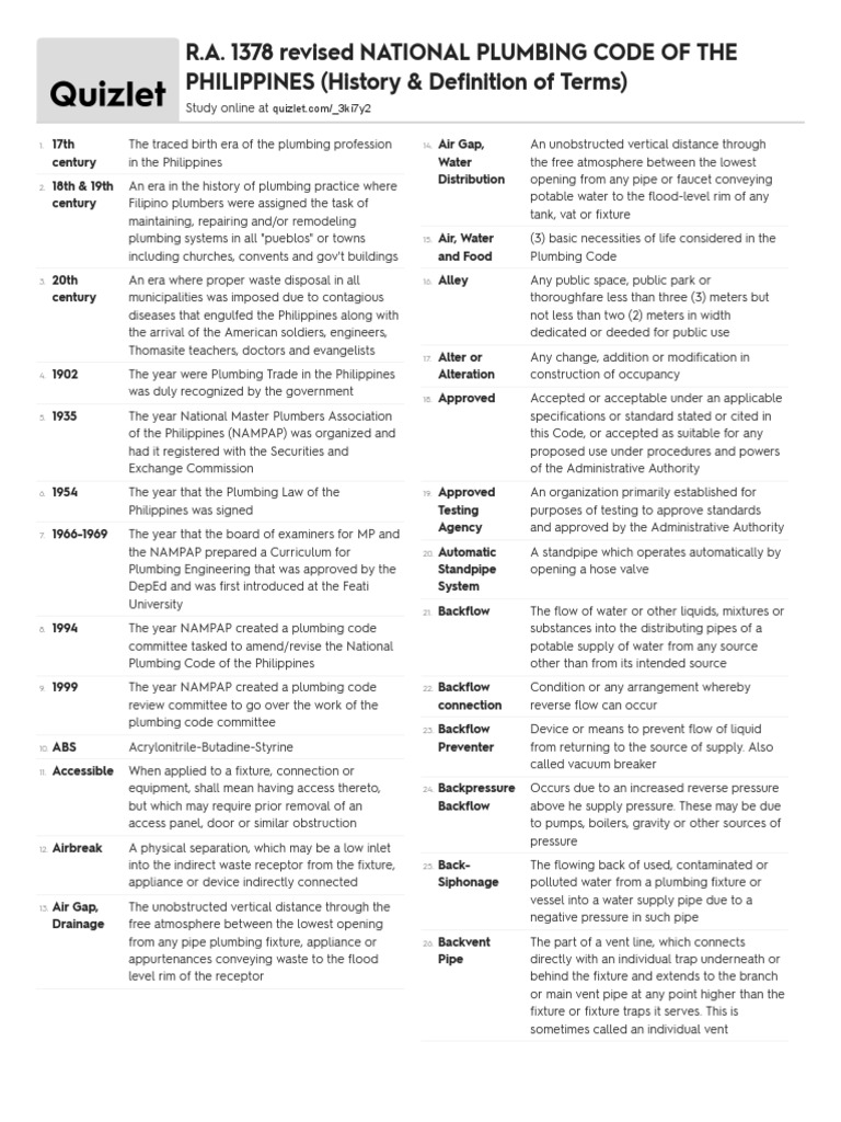 Quizlet Plumbing Code Download Free PDF Plumbing Sanitary Sewer