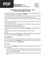 Edital 100 2017 2018 Mestrado