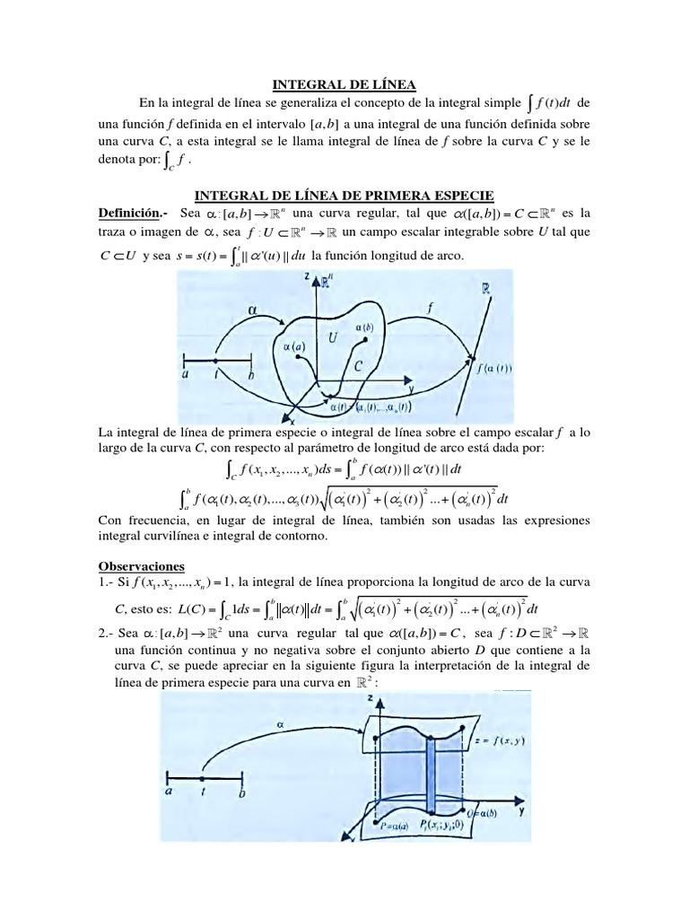 Integral de Línea: Definición y Ejemplos | PDF | Integral | Curva