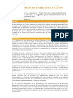 Fallo de La CSJN Con Relación A La Causa Fontevecchia y D Amico vs. Argentina Dictada Por La CIDH