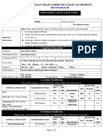 Pakistan Telecommunication Authority: Employment Application Form