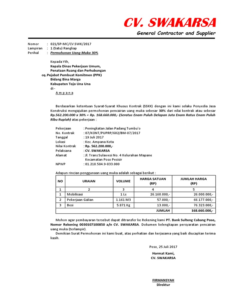 Permohonan Uang Muka 30%  PDF