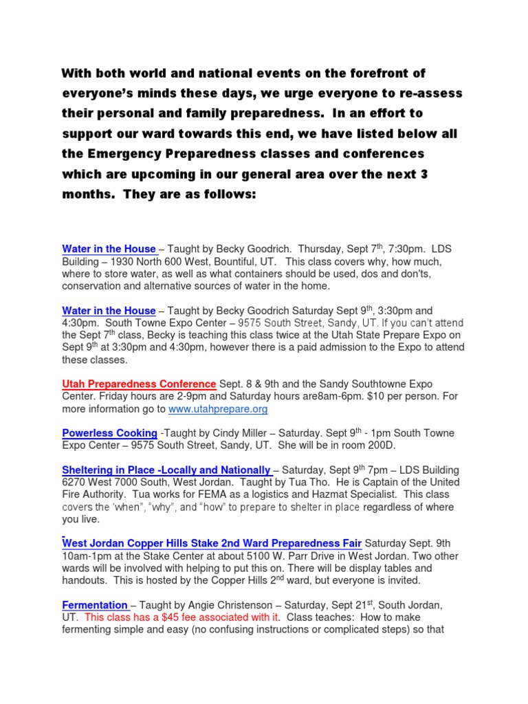 Emergency Preparedness Events | PDF | Infection | Public Health