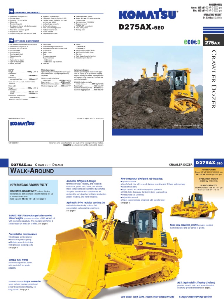 Modellino Pressofuso Komatsu D275AX-5 SIGMA Dozer 1/50 First Gear Con Ripper