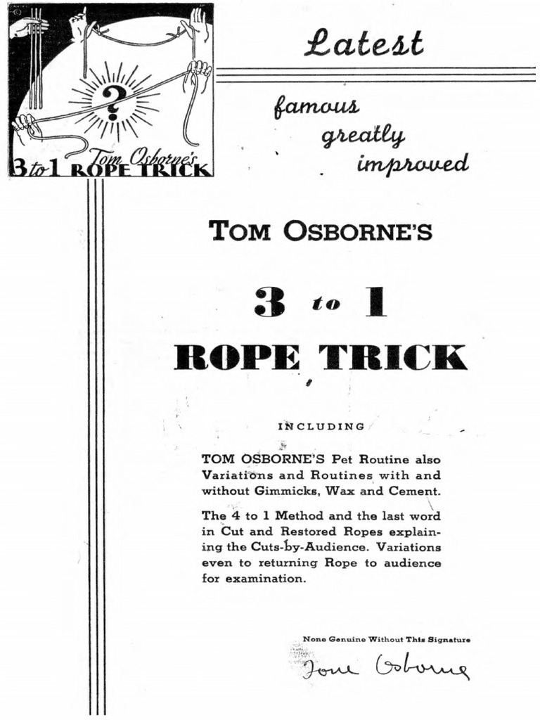 Tom Osborne's 3 To 1 Rope Trick | PDF | Rope | Knot