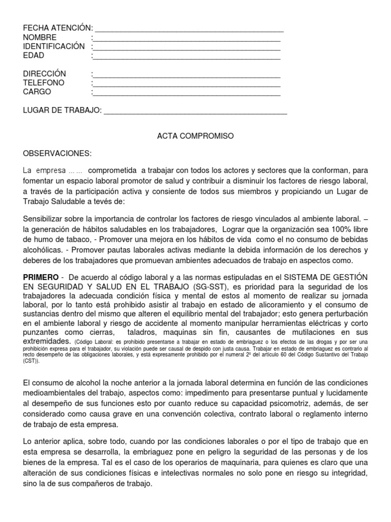 Acta Compromiso Laboral