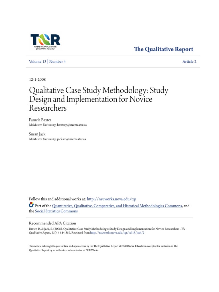 Qualitative Case Study Methodol - Baxter, Pamela | PDF | Mastectomy ...