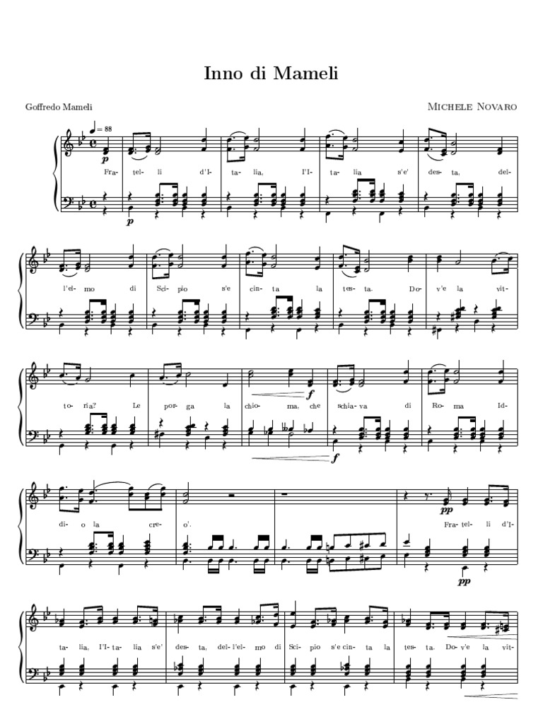 Italian National Anthem Sheet Music