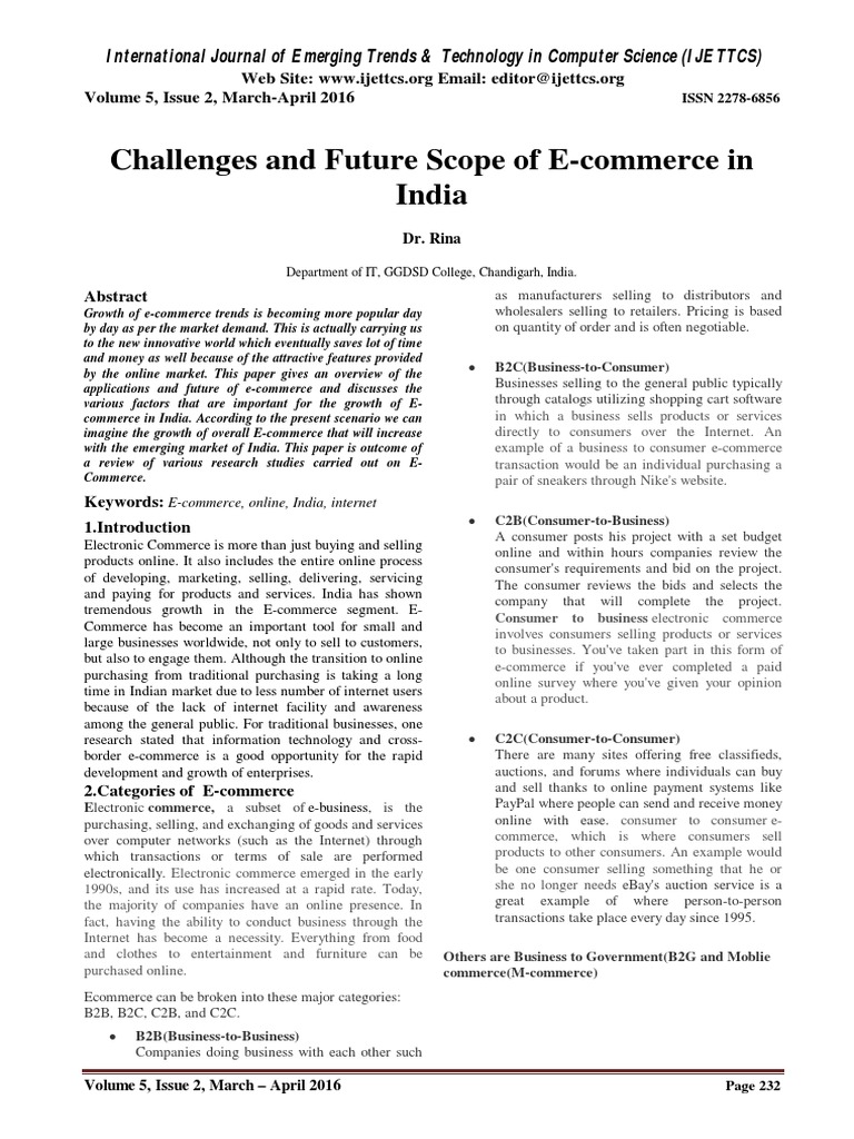E-commerce Growth and Challenges in India | PDF | E Commerce ...