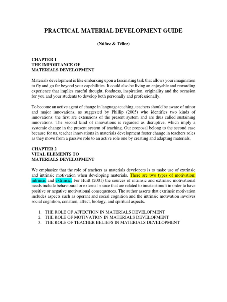 Essential Guide to Materials Development | PDF | Motivation | Motivational
