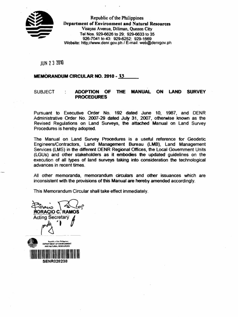 DENR Memo Circ-2010-13 Manual of Land Survey Procedures