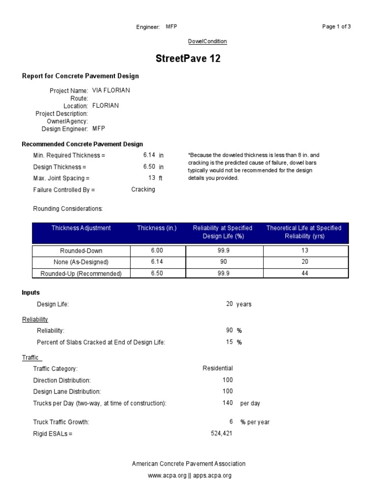 Concrete Pavement Design Report | PDF | Strength Of Materials | Road ...