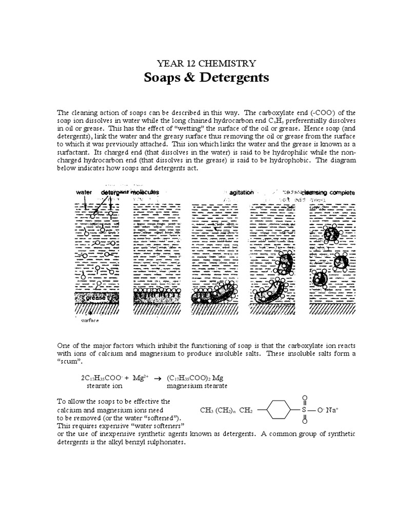 Soaps & Detergents Notes PDF Biodegradation Detergent