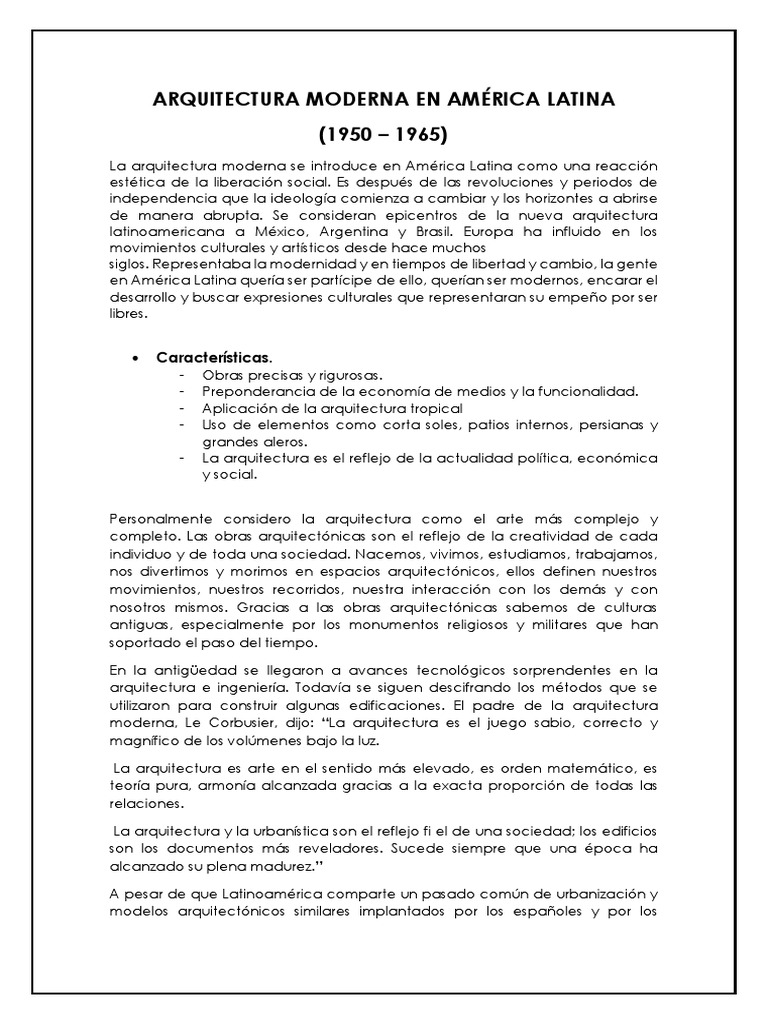 Arq. Moderna en Latinoamerica | PDF | Vanguardia | Perú