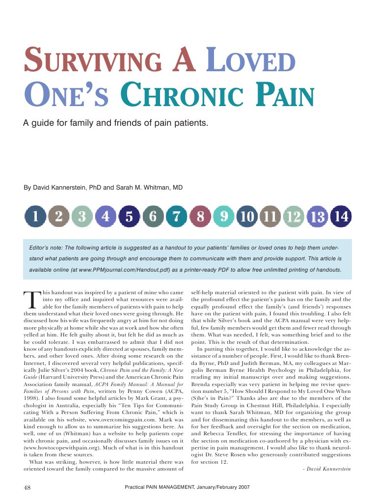 Supporting Loved Ones with Chronic Pain | PDF | Relaxation (Psychology ...