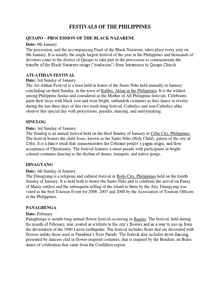 Festivals Of The Philippines Pdf Entertainment Events Festival
