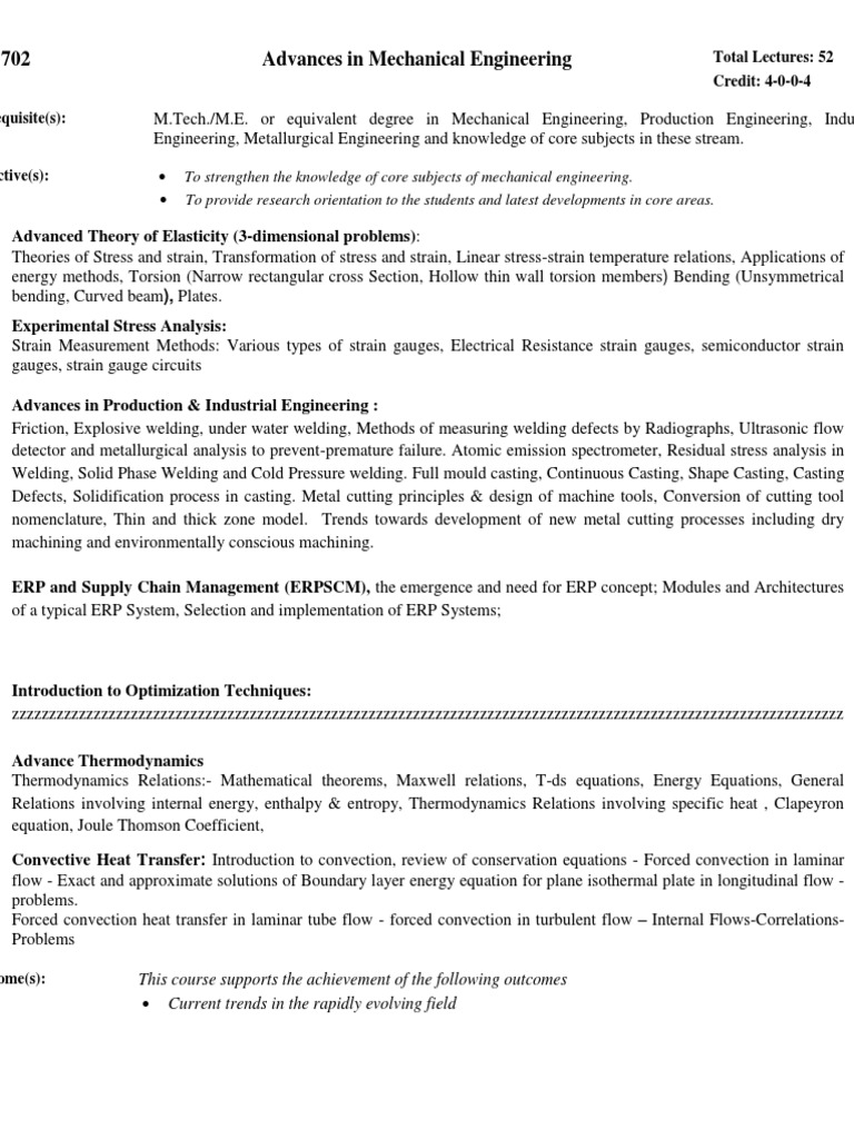Advances in Mechanical Engineering ME702 | PDF | Welding | Construction