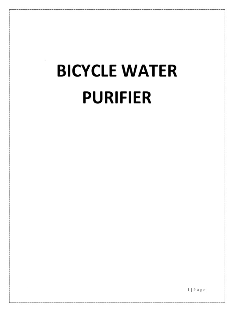 Bicycle Water Purifier Project Report PDF Belt (Mechanical) Pump