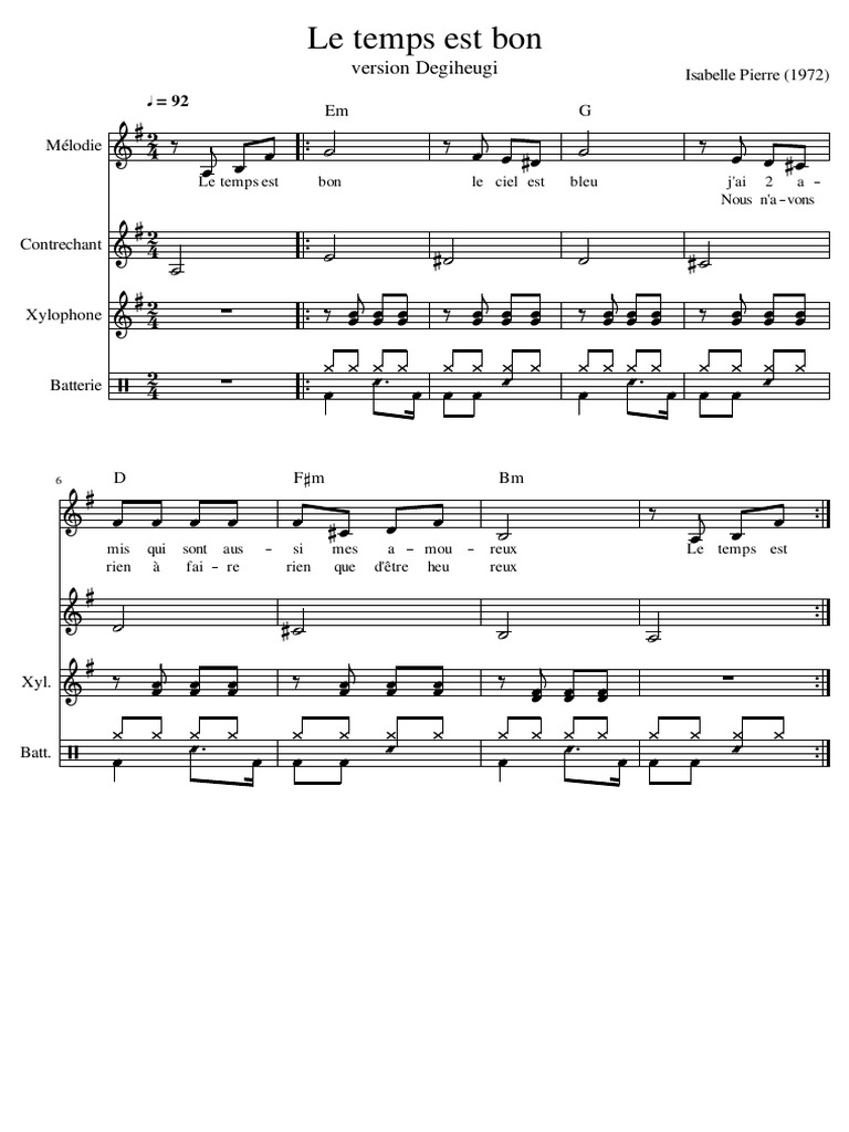 Le Temps Est Bon Partition Piano Pdf Le Temps Est Bon | PDF | Informatique et technologies de l'information