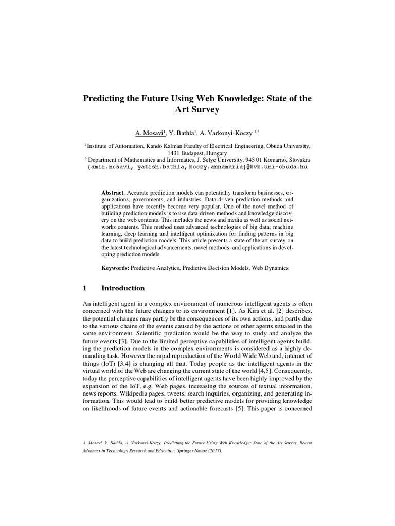 Predicting The Future Using Web Knowledge State of The Art Survey | PDF ...