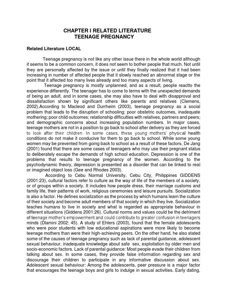 Literature review on teenage pregnancy pdf picture