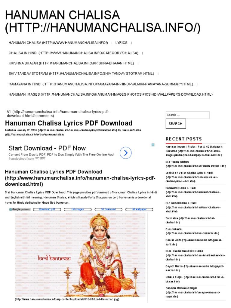 hanuman chalisa english lyrics pdf download