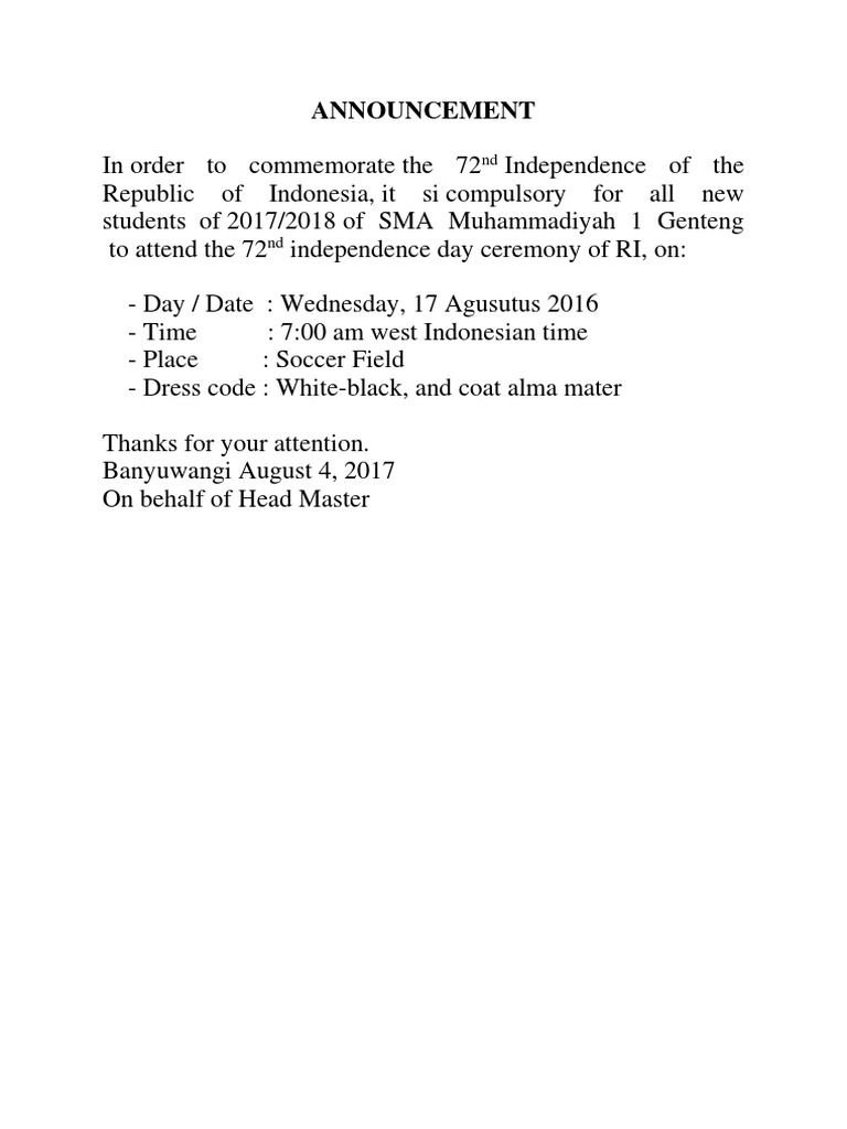 Announcement