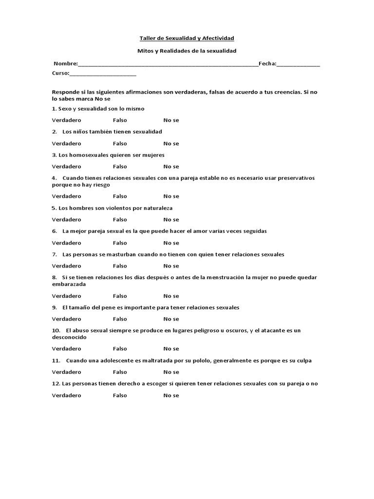 Mitos y Realidades de La Sexualidad | PDF