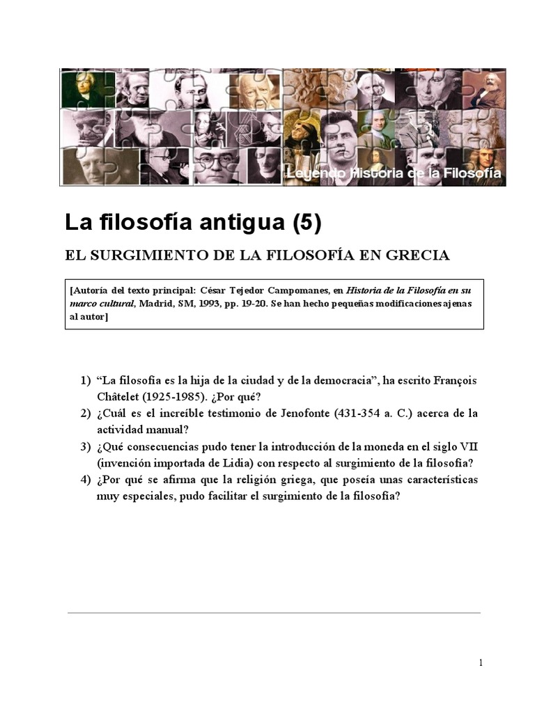 Orígenes de la Filosofía en Grecia | PDF | Antigua Grecia | Religión ...