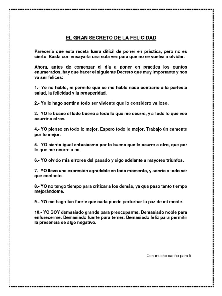 El Gran Secreto de La Felicidad | PDF | Relaciones personales, crianza ...