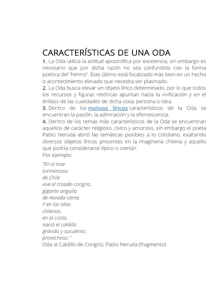 CARACTERÍSTICAS DE UNA ODA.doc