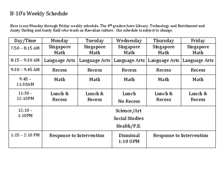 b-10 Schedule | PDF | Language Arts & Discipline | Foreign Language Studies