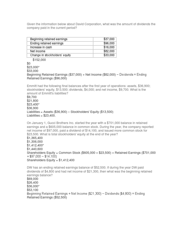 Financial Analysis of Corporate Dividends and Liabilities | PDF ...