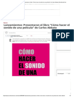 Noticia - Lanzamientos - Presentaron El Libro "Cómo Hacer El Sonido de Una Película" de Carlos Abbate - EscribiendoCine