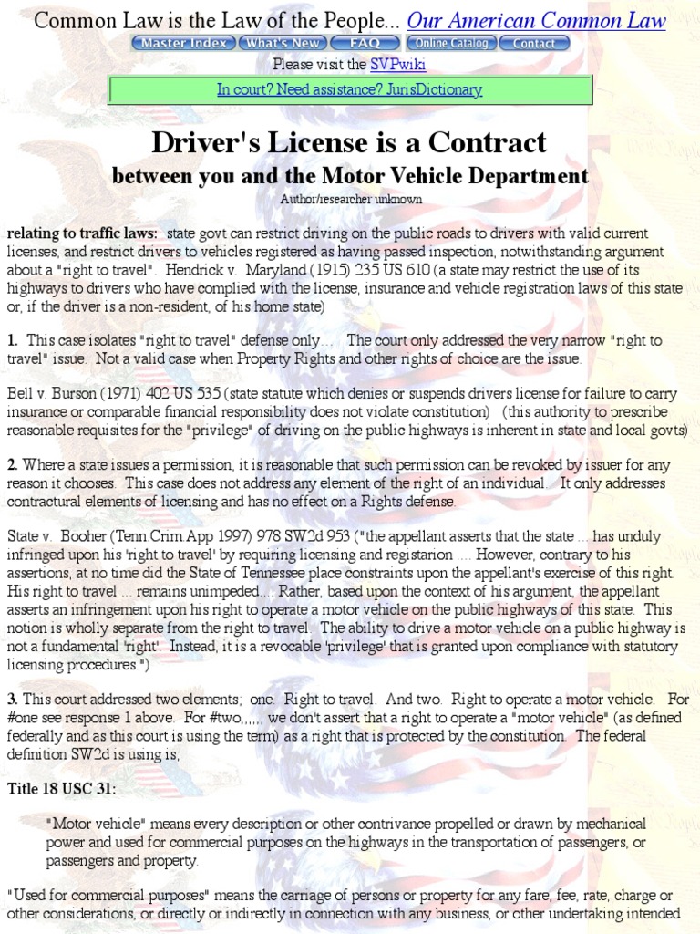 Your Driver&rsquo;s License Is A Contract | PDF | Driving | Driver&rsquo;s License