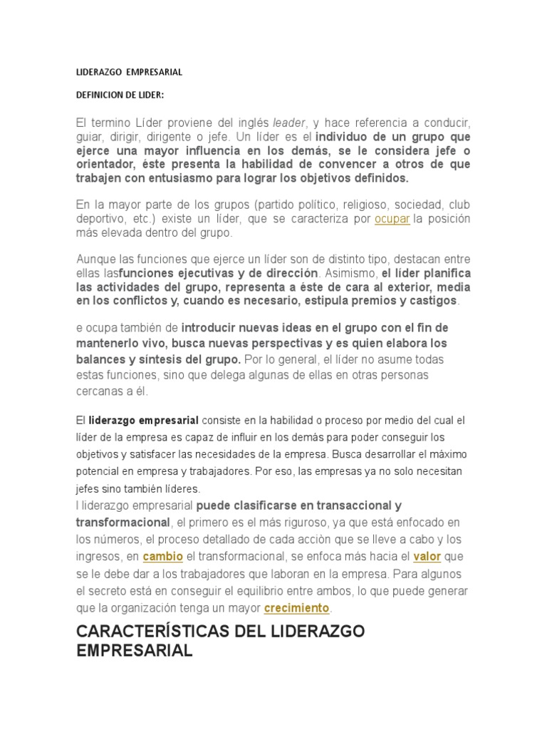 Claves del Liderazgo Empresarial | PDF | Liderazgo | Toma de decisiones